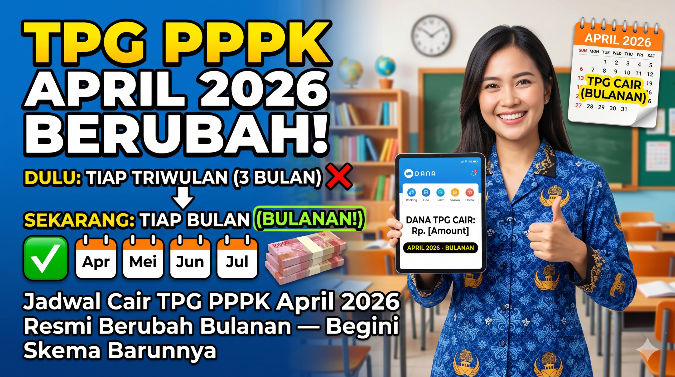 Jadwal Cair TPG PPPK April 2026 Resmi Berubah Bulanan — Begini Skema Barunya