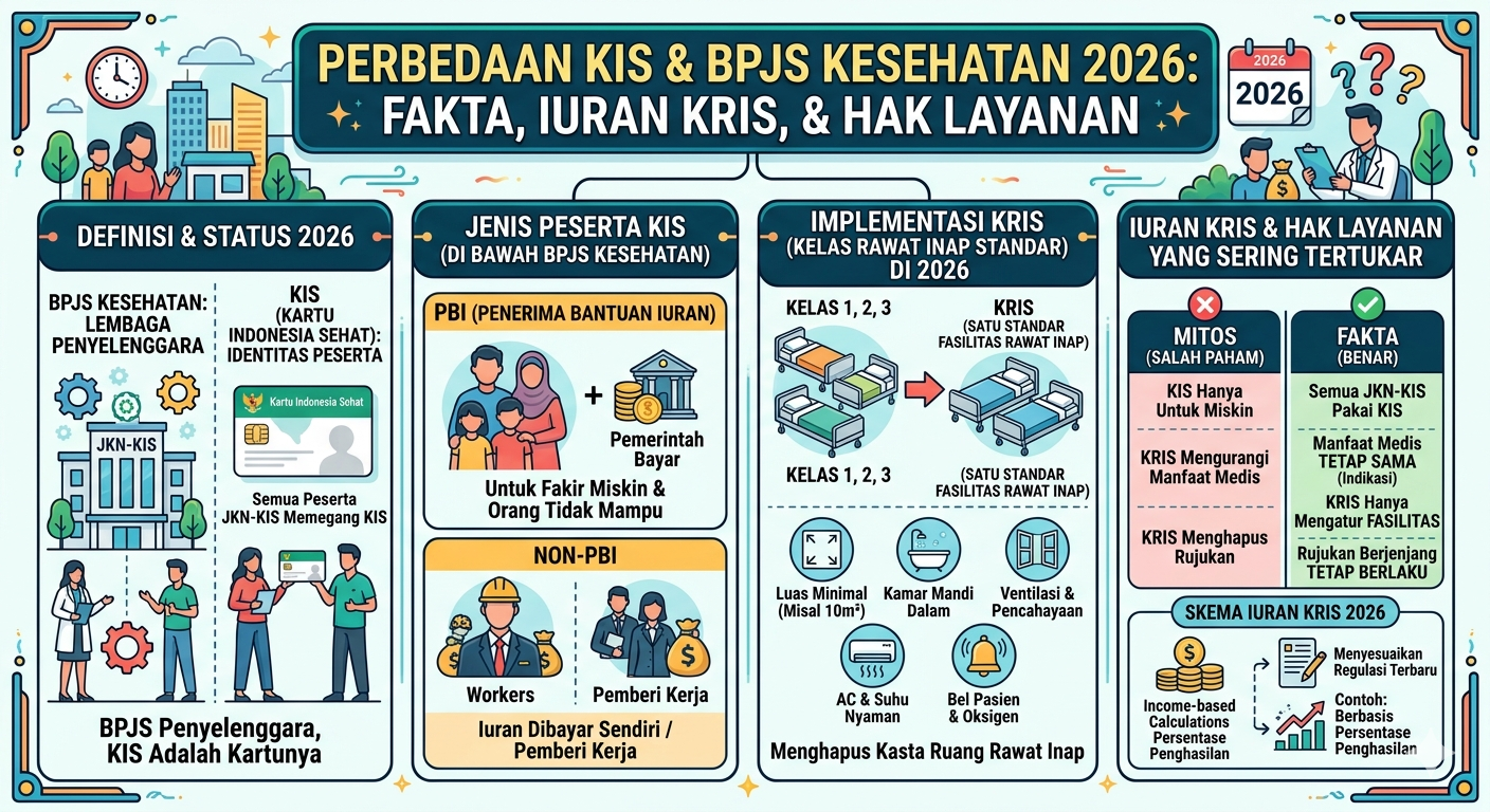 Perbedaan KIS dan BPJS Kesehatan 2026: Fakta, Iuran KRIS, dan Hak Layanan yang Sering Tertukar