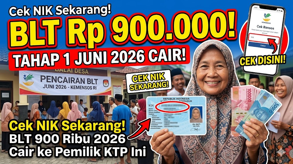 Cek NIK Sekarang! BLT 900 Ribu 2026 Cair ke Pemilik KTP Ini