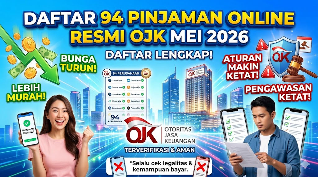 Daftar 94 Pinjaman Online Resmi OJK Mei 2026: Bunga Turun, Aturan Makin Ketat